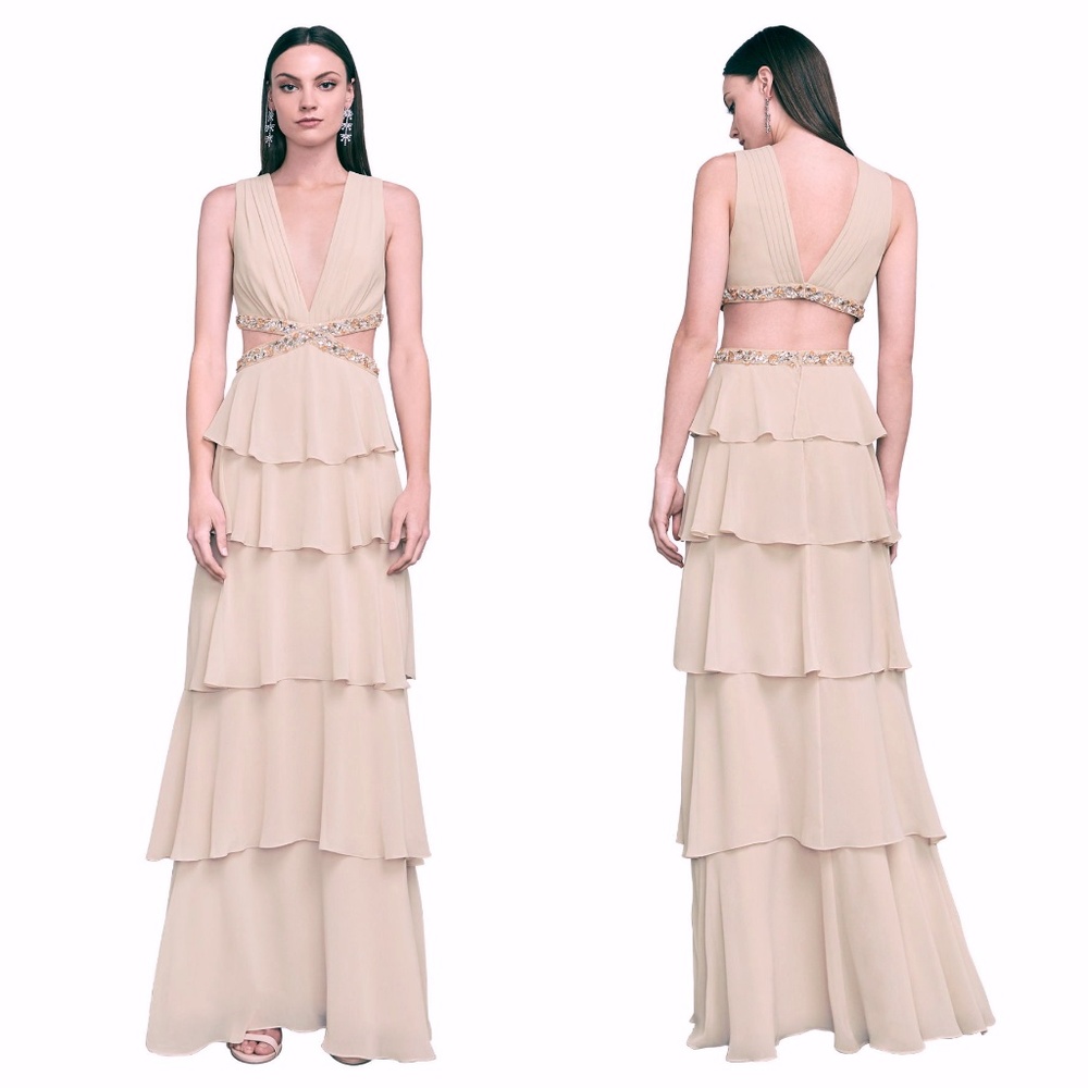 nwt BCBGMAXAZRIA Thassia Tiered Beaded Gown Dress - Picture 2 of 8